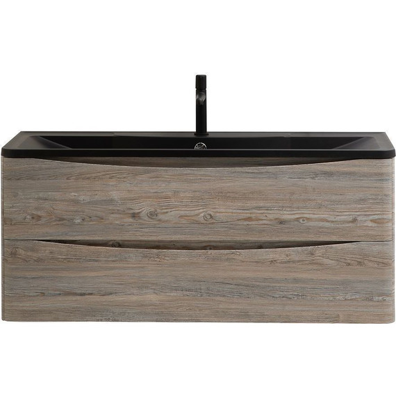 Тумба подвесная с раковиной BelBagno ACQUA-1200-2C-SO-PS 120 см, Pino Scania (раковина BB1200/455-LV-ART-ALR-NERO), Цвет фасада: Pino Scania Nero - фото 