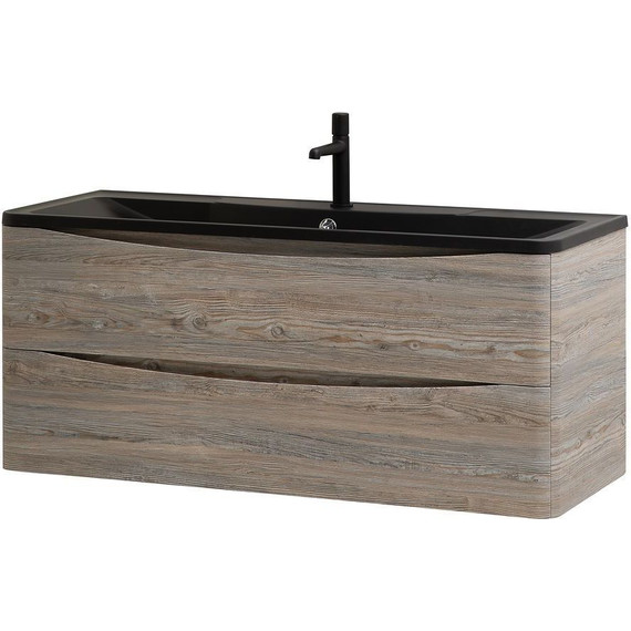 Тумба подвесная с раковиной BelBagno ACQUA-1200-2C-SO-PS 120 см, Pino Scania (раковина BB1200/455-LV-ART-ALR-NERO), Цвет фасада: Pino Scania Nero - фото 3