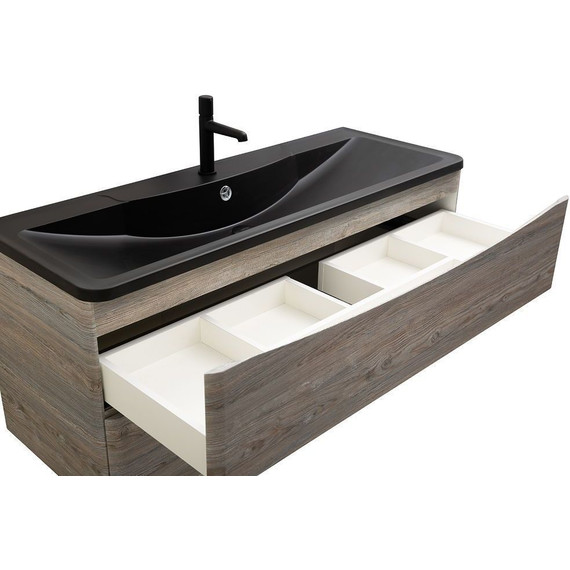 Тумба подвесная с раковиной BelBagno ACQUA-1200-2C-SO-PS 120 см, Pino Scania (раковина BB1200/455-LV-ART-ALR-NERO), Цвет фасада: Pino Scania Nero - фото 9