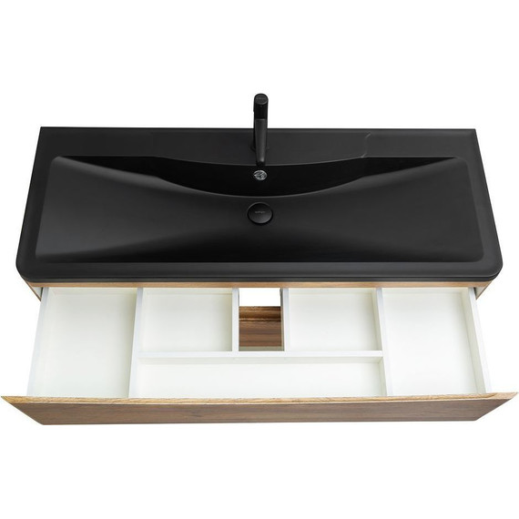 Тумба подвесная с раковиной BelBagno ACQUA-1200-2C-SO-RR 120 см, Rovere Rustico (раковина BB1200/455-LV-ART-ALR-NERO), Цвет фасада: Rovere Rustico Nero - фото 5