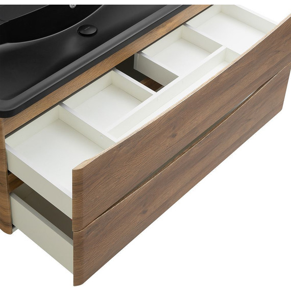 Тумба подвесная с раковиной BelBagno ACQUA-1200-2C-SO-RR 120 см, Rovere Rustico (раковина BB1200/455-LV-ART-ALR-NERO), Цвет фасада: Rovere Rustico Nero - фото 8