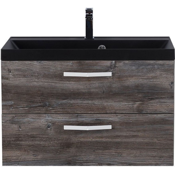 Тумба подвесная с раковиной BelBagno AURORA-800-2C-SO-PP 80 см, Pino Pasadena (раковина BB800/450-LV-ART-AST-NERO), Цвет фасада: Pino Pasadena Nero - фото 