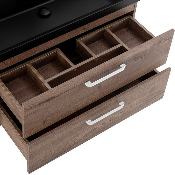 Тумба подвесная с раковиной BelBagno AURORA-800-2C-SO-RT 80 см, Rovere Tabacco (раковина BB800/450-LV-ART-AST-NERO), Цвет фасада: Rovere Tabacco Nero - фото 7