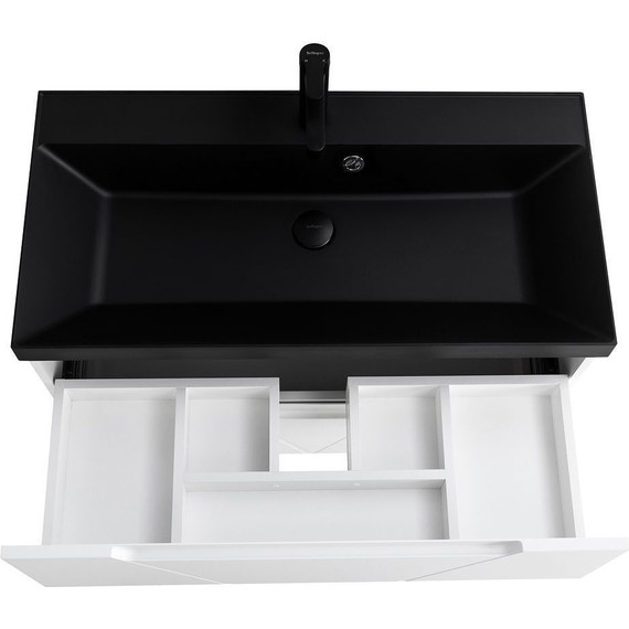 Тумба подвесная с раковиной BelBagno VITTORIA-800-2C-SO-BO-P 80 см, Bianco Opaco (раковина BB800/450-LV-ART-AST-NERO) - фото 7