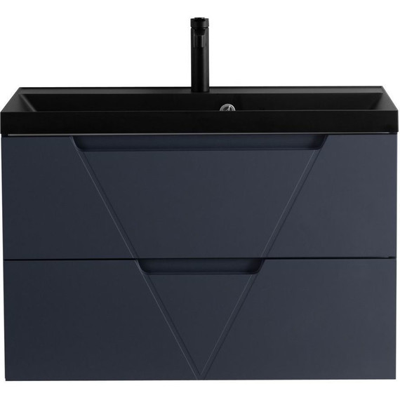 Тумба подвесная с раковиной BelBagno VITTORIA-800-2C-SO-GO-P 80 см, Grigio Opaco (раковина BB800/450-LV-ART-AST-NERO) - фото 