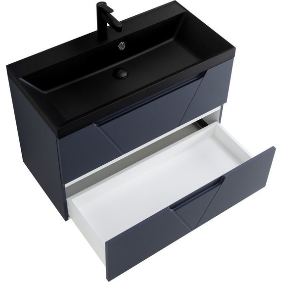 Тумба подвесная с раковиной BelBagno VITTORIA-800-2C-SO-GO-P 80 см, Grigio Opaco (раковина BB800/450-LV-ART-AST-NERO) - фото 4