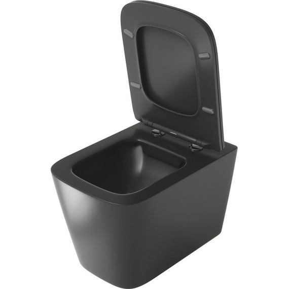 Унитаз подвесной безободковый Grossman Color GR-4441BMS с крышкой микролифт, черный - фото 3