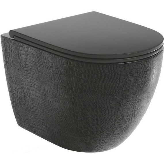 Унитаз подвесной безободковый Grossman Color GR-4455BBLS с крышкой микролифт, черный глянец, Цвет производителя: чёрный - фото 