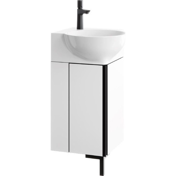 Тумба напольная с раковиной Aqwella Porto 45 см POR0104WB, белый/чёрный, Цвет фасада: белый/чёрный - фото 