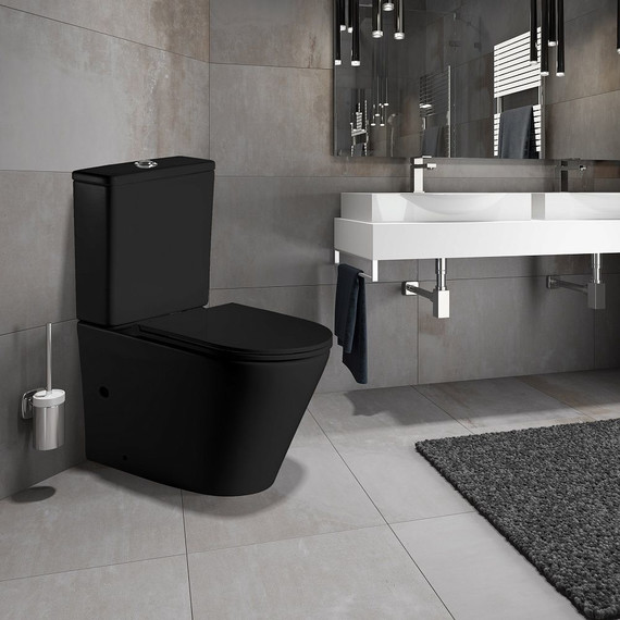 Унитаз-компакт безободковый Grossman GR-4450BMS с крышкой микролифт, чёрный матовый, Цвет производителя: чёрный матовый - фото 7