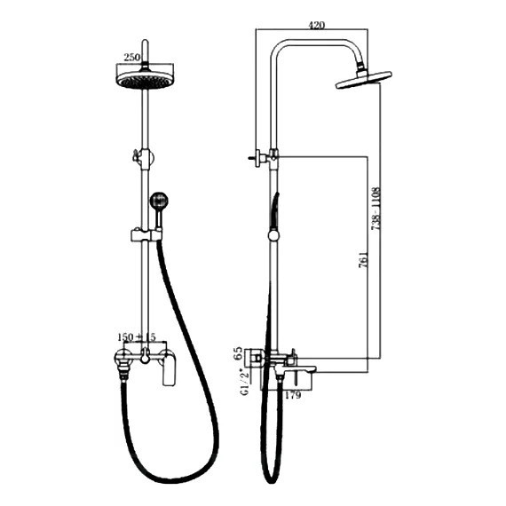 Душевая стойка Haiba HB24505-3, графит - фото 2