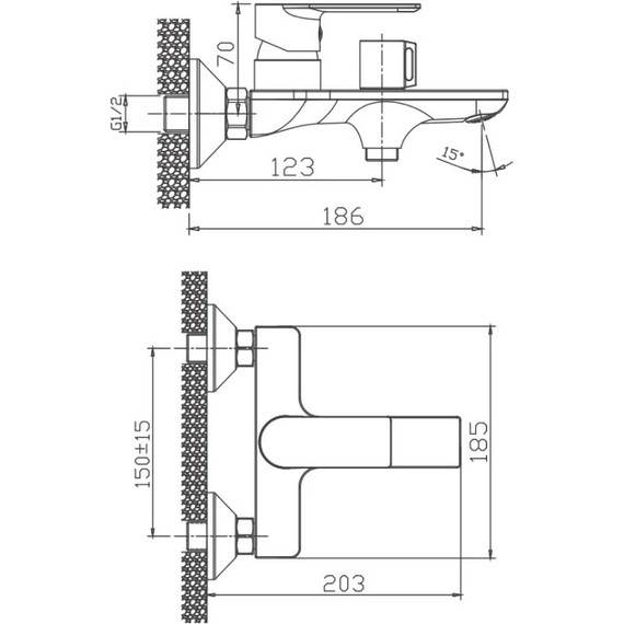 Смеситель для ванны Haiba HB60505-3, графит - фото 3