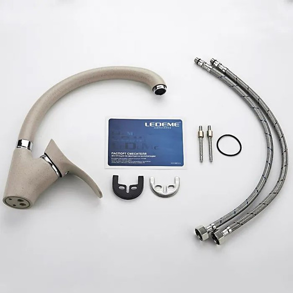 Смеситель для кухни Ledeme L4101K, бежевый - фото 7