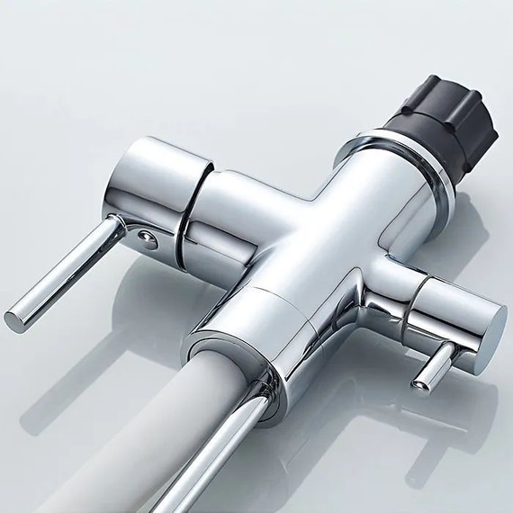 Смеситель для кухни Ledeme L4755-3, хром/белый - фото 4