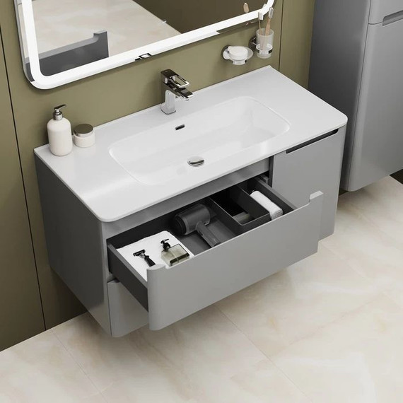 Тумба подвесная с раковиной Iddis Edifice 100 см EDI10L0i95K, светло-серый - фото 7