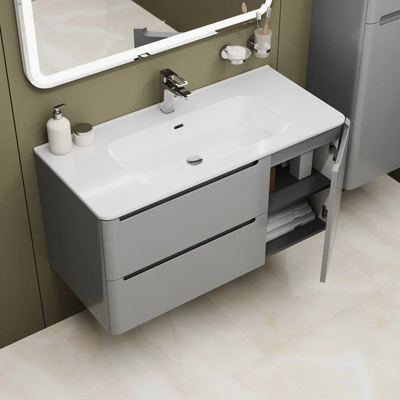 Тумба подвесная с раковиной Iddis Edifice 100 см EDI10L0i95K, светло-серый - фото 9