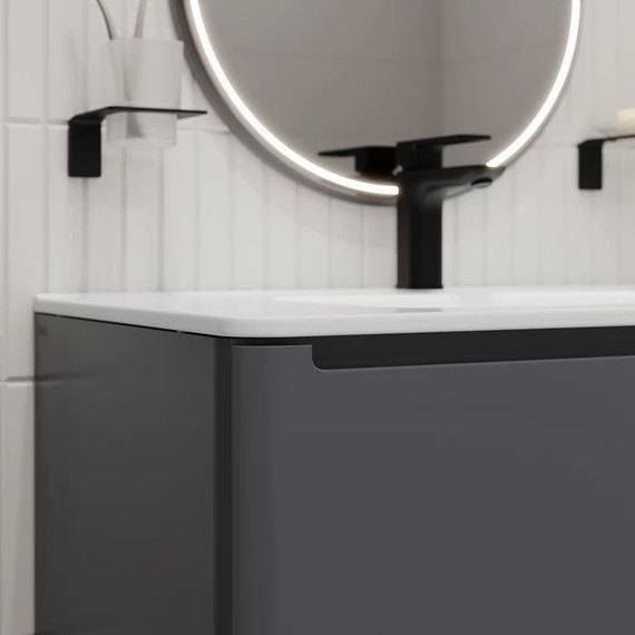 Тумба подвесная с раковиной Iddis Edifice 80 см EDI80D0i95K, темно-серый - фото 9