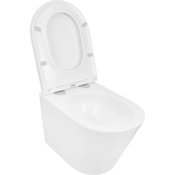 Унитаз подвесной безободковый Azario Teramo AZ-0053-UQ3 (система смыва Торнадо) с тонкой крышкой микролифт, Цвет производителя: белый - фото 4
