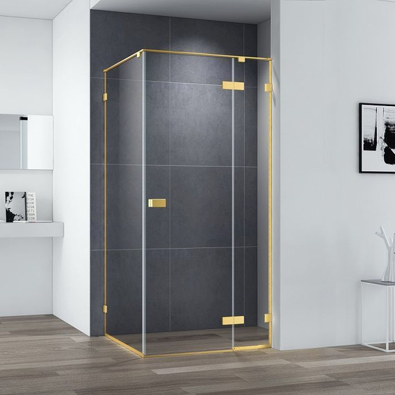 Душевое ограждение Cezares 100х100 см BELLAGIO-A-1-100-C-BORO (стекло 8 мм) золото/прозрачное - фото 