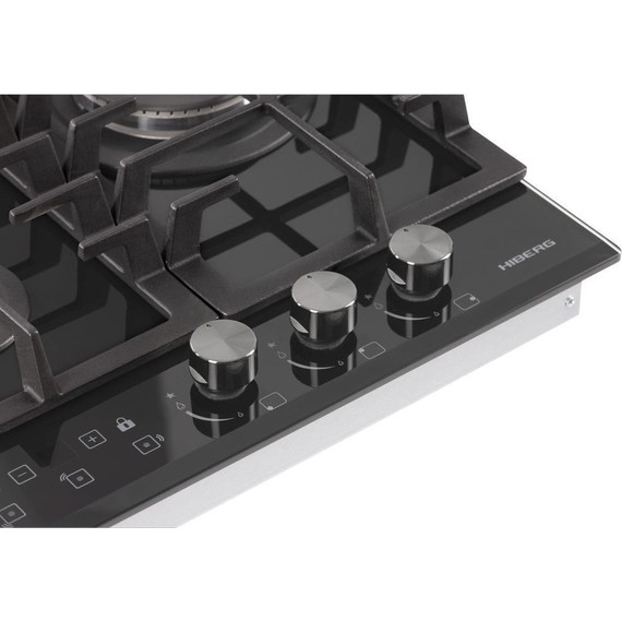 Газовая варочная поверхность Hiberg VM 4535 B (чёрное стекло) - фото 10