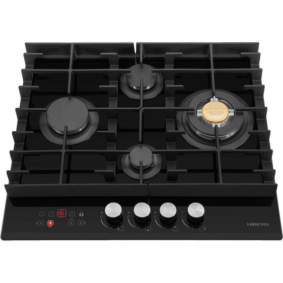 Газовая варочная поверхность Hiberg VM 6145 B (чёрное стекло) - фото 4