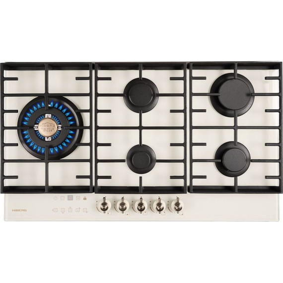 Газовая варочная поверхность Hiberg VM 9155 Y (бежевое стекло) - фото 