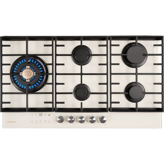 Газовая варочная поверхность Hiberg VM 9155 Y (бежевое стекло) - фото 2
