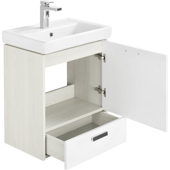 Тумба подвесная с раковиной Акватон Йорк 55 M см 1A1708K2YOAV0, белый/ясень фабрик - фото 3