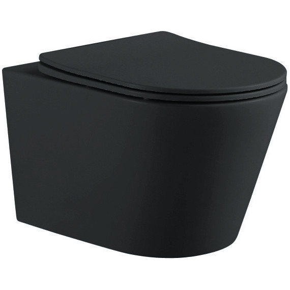 Унитаз подвесной безободковый Aquatek Вега AQ1905-MB с тонкой крышкой микролифт, чёрный, Цвет производителя: чёрный - фото 