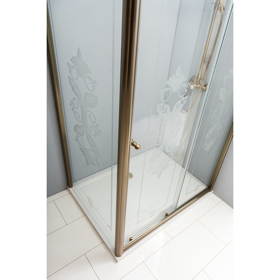 Душевое ограждение Cezares 120х90 см GIUBILEO-AH-1-120/90-SCORREVOLE-CP-Br, бронза/прозрачное/узор - фото 6