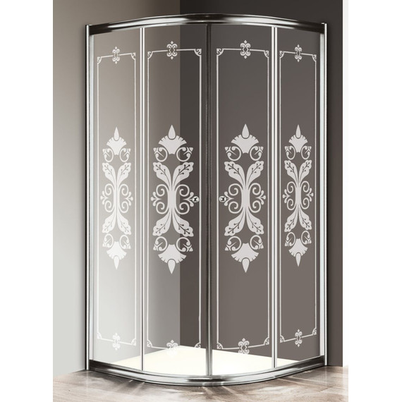Душевое ограждение Cezares 90х90 см GIUBILEO-R-2-90-SCORREVOLE-CP-Cr, хром/прозрачное/узор - фото 