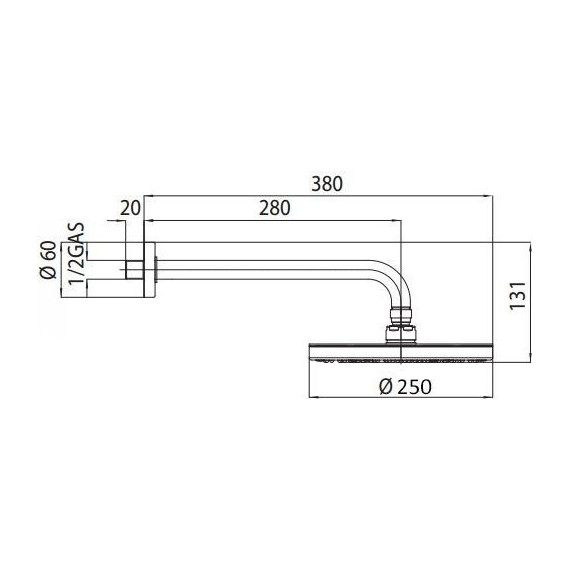 Верхний душ Bossini Elios 250x250 мм H19412G.073, чёрный матовый - фото 2