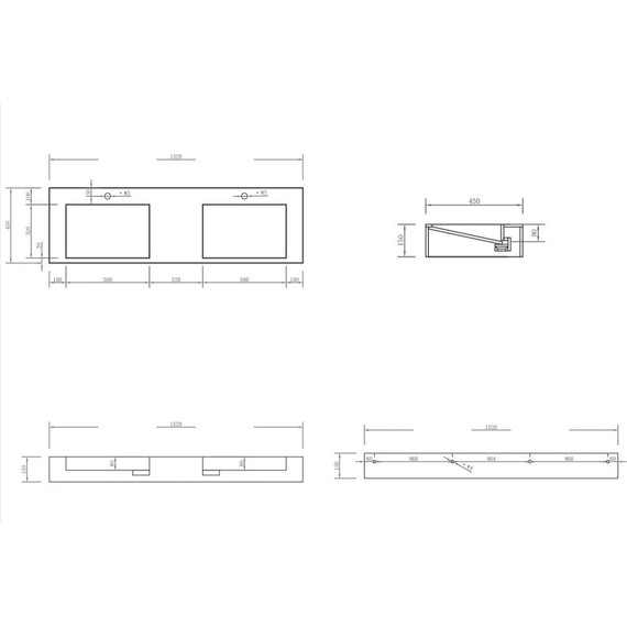 Раковина подвесная Abber Stein 152 см AS2643-1.5, белый матовый - фото 3