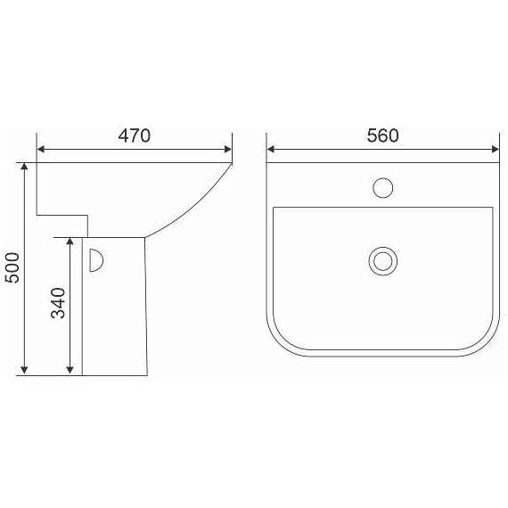 Раковина с полупьедесталом Mirsant Smart 56 см - фото 4
