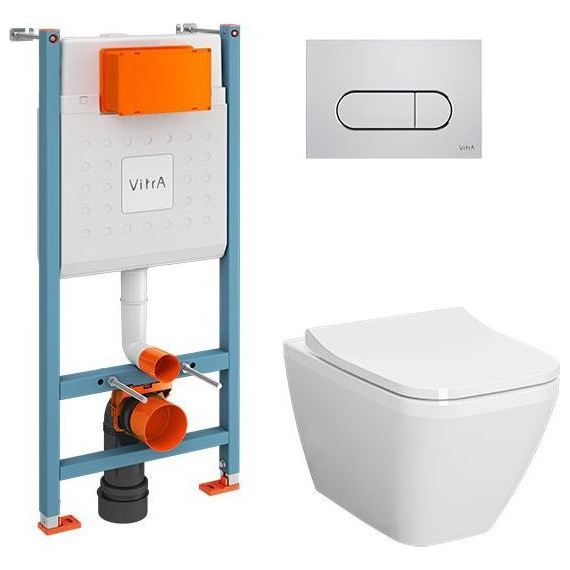 Инсталляция с подвесным безободковым унитазом Vitra Integra Square L-Box 9856B003-7207 - фото 