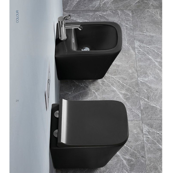 Унитаз подвесной безободковый Azario Teramo AZ-052-MB с крышкой микролифт, черный, Цвет производителя: чёрный - фото 3