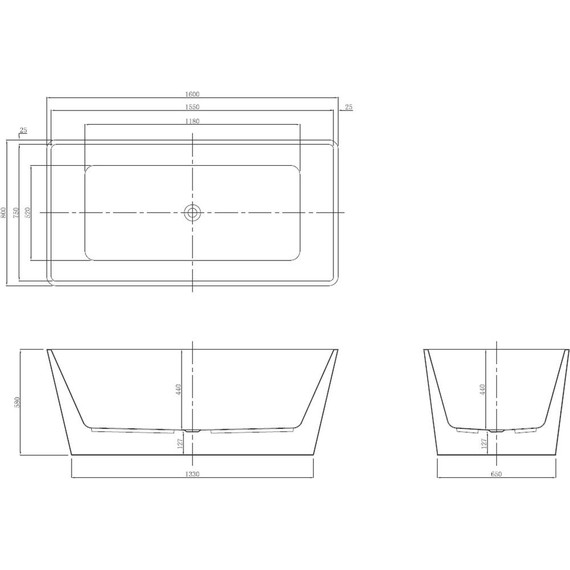 Ванна отдельностоящая Azario Lincoln LIN16080 160х80 см, Размер - мм: 1600х800 - фото 8