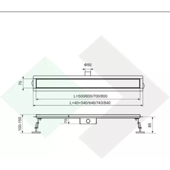 Трап TIM 50 см BAD455002, серый металлик (под плитку) - фото 15