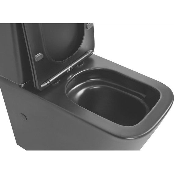 Унитаз-компакт безободковый Abber Rechteck AC1210TMB (смыв торнадо) с тонкой крышкой микролифт, чёрный матовый, Цвет производителя: чёрный матовый - фото 7