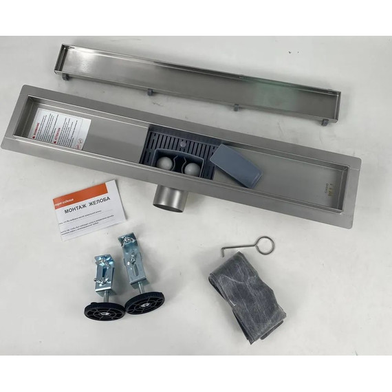 Трап TIM 80 см BAD458002, серый металлик (под плитку) - фото 4