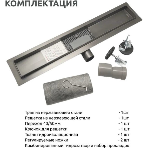 Трап TIM 60 см BAD476002GY, вороненая сталь - фото 8