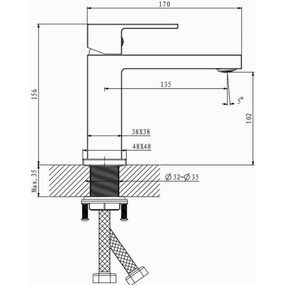 Смеситель для раковины Belz B10672-3, графитовый, Цвет производителя: оружейная сталь - фото 4
