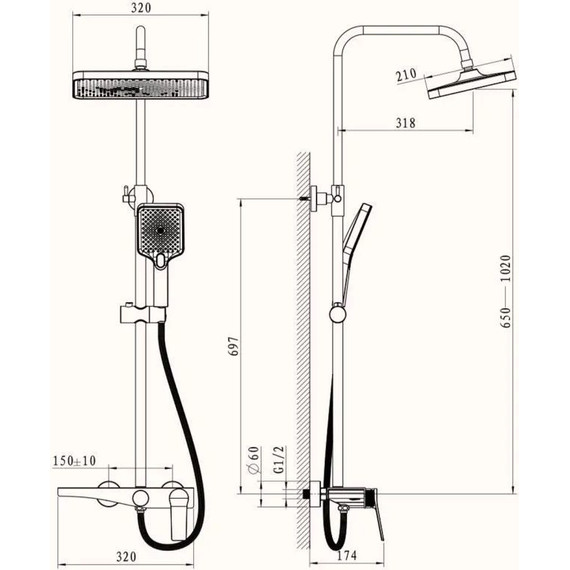 Душевая стойка Belz B24572-3, графитовый - фото 5