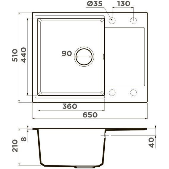 Кухонная мойка Omoikiri Daisen 65T DC 4993518, тёмный шоколад, Цвет производителя: шоколад - фото 2