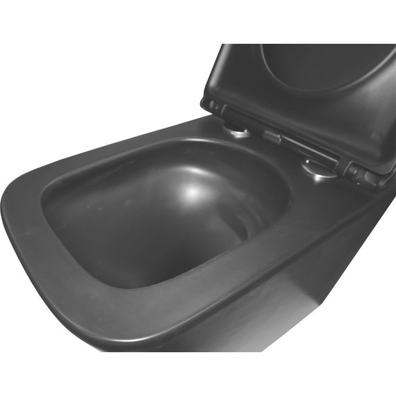 Унитаз подвесной безободковый Azario Teramo AZ-0052-UQ3MB с крышкой микролифт (система смыва Торнадо) чёрный матовый, Цвет производителя: чёрный матовый - фото 8