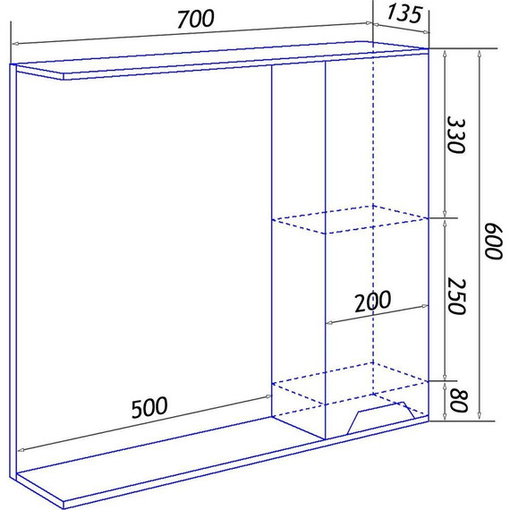Зеркало-шкаф Loranto Florena 70 см CS00086985 R, светлый бетон - фото 8
