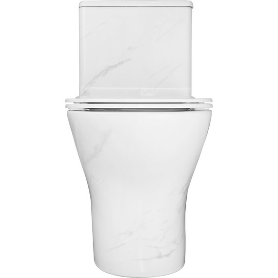 Унитаз-моноблок безободковый Azario Terni AZ-8618M с тонкой крышкой микролифт, белый мрамор - фото 7