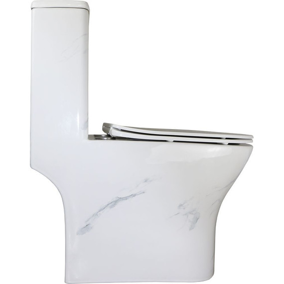 Унитаз-моноблок безободковый Azario Terni AZ-8618M с тонкой крышкой микролифт, белый мрамор - фото 8