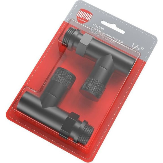 Вентиль для радиатора прямой Royal Thermo Piano 1/2" RTE 56.0011, чёрный - фото 