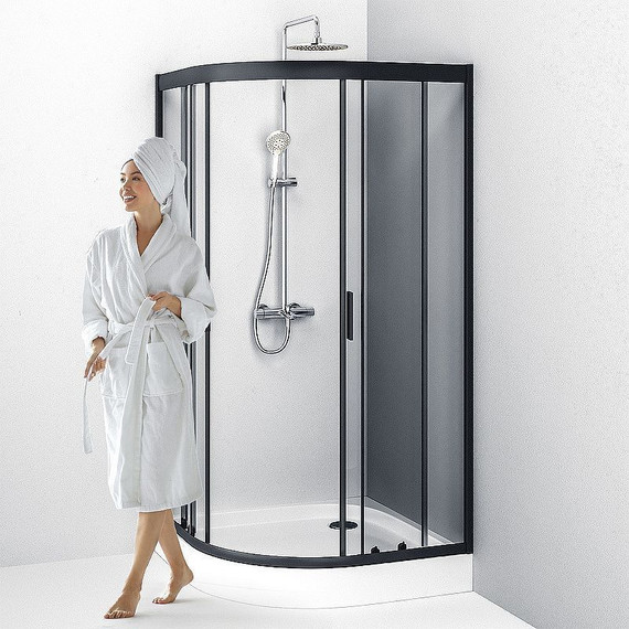 Душевое ограждение Am.Pm Gem 100x100 см W90G-401-100BT, чёрный/прозрачное - фото 6